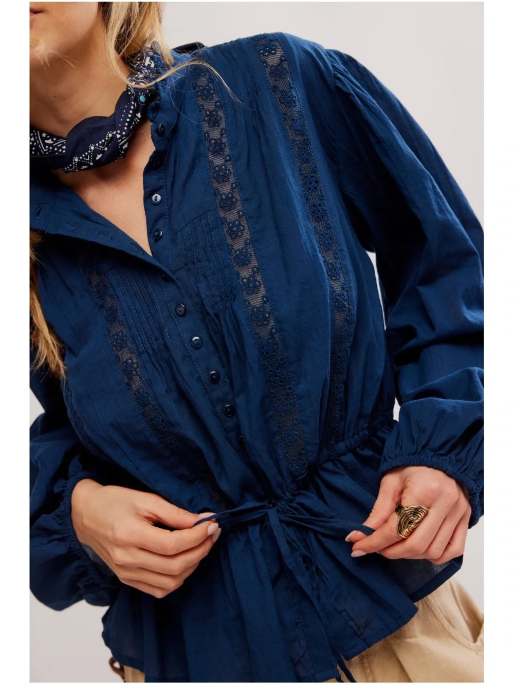 Free People Best of Me Long Sleeve Embroidered Blouse, NEW